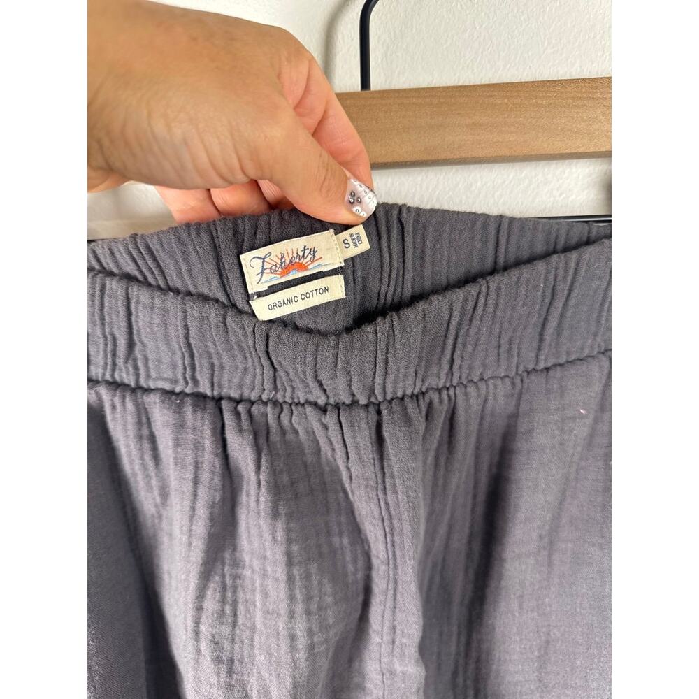 Faherty Organic Cotton Gauze Wide-Leg Pull-On Pants — Charcoal — S - Picture 3 of 8